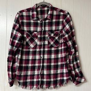 Maroon, black, and white flannel